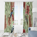 Australia Christmas Window Curtain Kookaburra Santa on Callistemon - Pastel