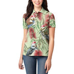 Australia Christmas Women Polo Shirt Kookaburra Santa on Callistemon - Pastel