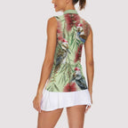 Australia Christmas Women Sleeveless Polo Shirt Kookaburra Santa on Callistemon - Pastel