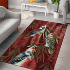 Australia Christmas Area Rug Kookaburra Santa on Red Bottlebrush