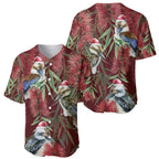 Australia Christmas Baseball Jersey Kookaburra Santa on Red Bottlebrush