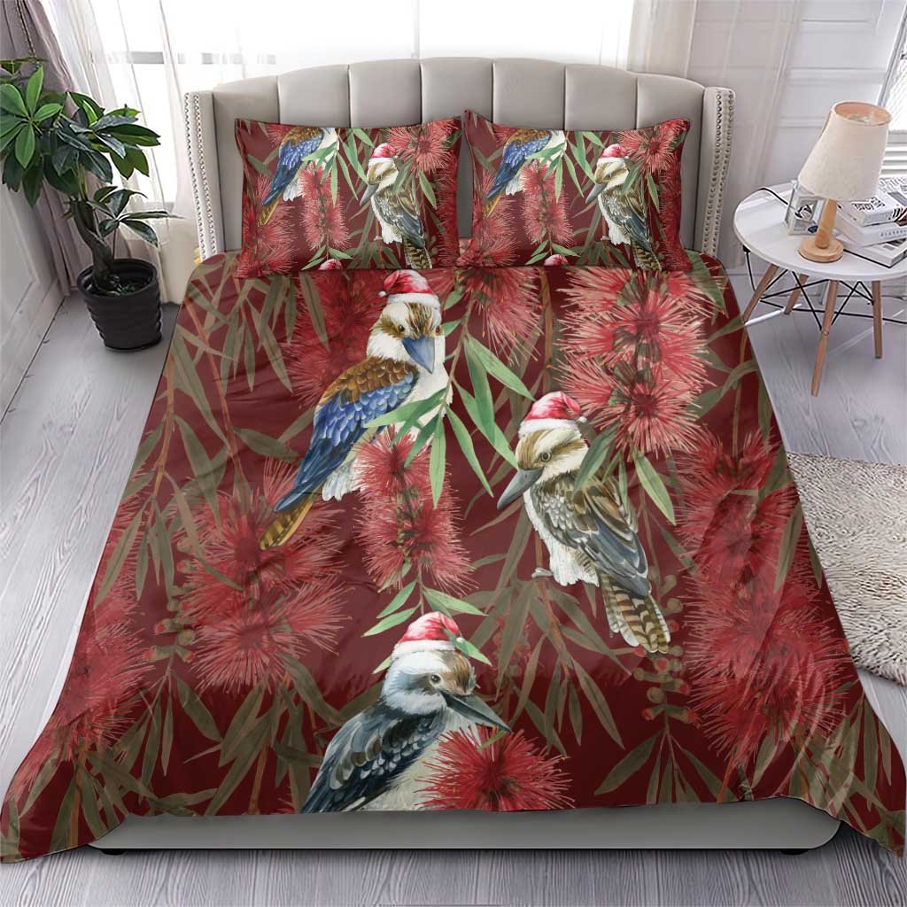 Australia Christmas Bedding Set Kookaburra Santa on Red Bottlebrush