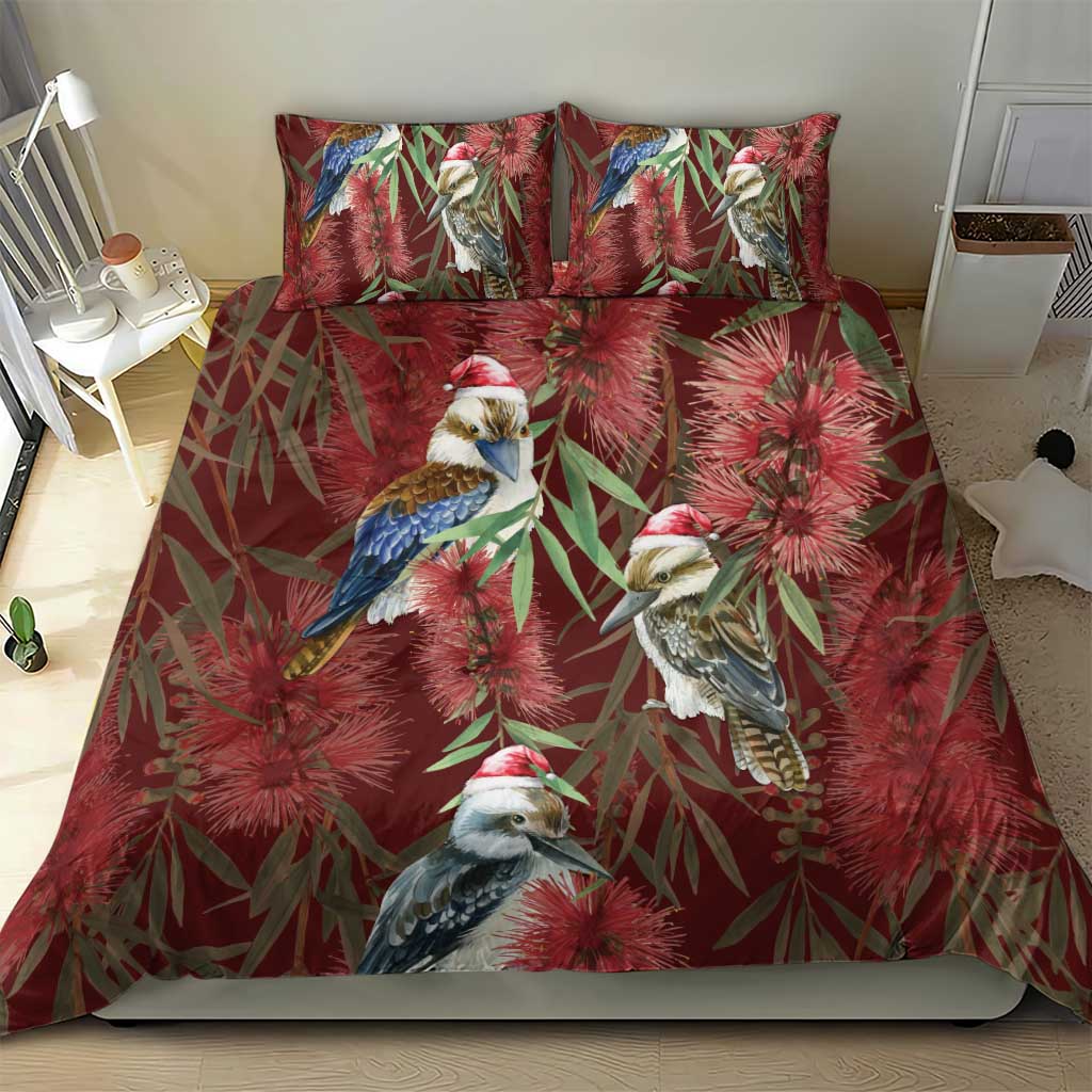 Australia Christmas Bedding Set Kookaburra Santa on Red Bottlebrush