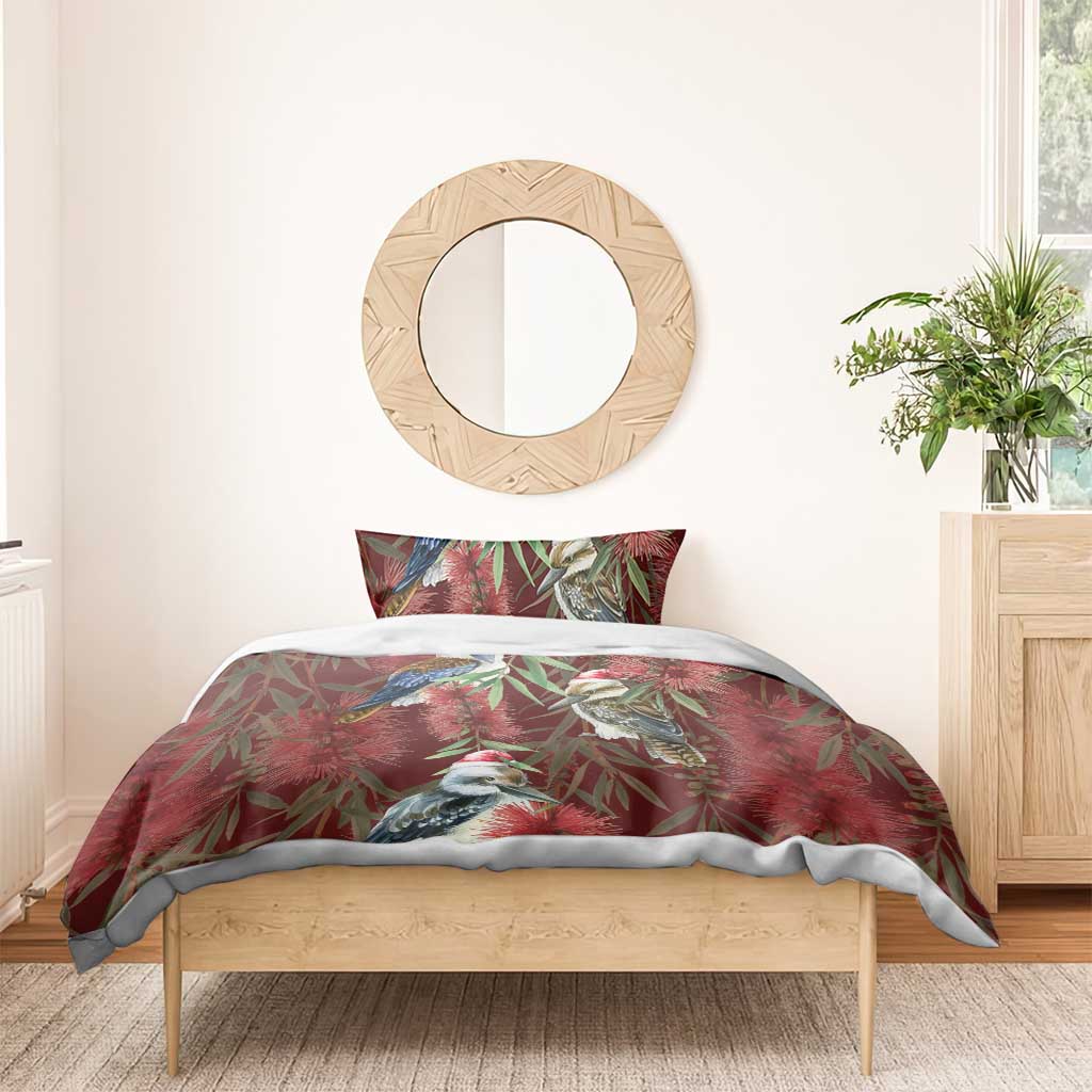 Australia Christmas Bedding Set Kookaburra Santa on Red Bottlebrush