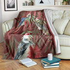 Australia Christmas Blanket Kookaburra Santa on Red Bottlebrush
