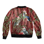 Australia Christmas Bomber Jacket Kookaburra Santa on Red Bottlebrush