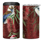 Australia Christmas 4 in 1 Can Cooler Tumbler Kookaburra Santa on Red Bottlebrush