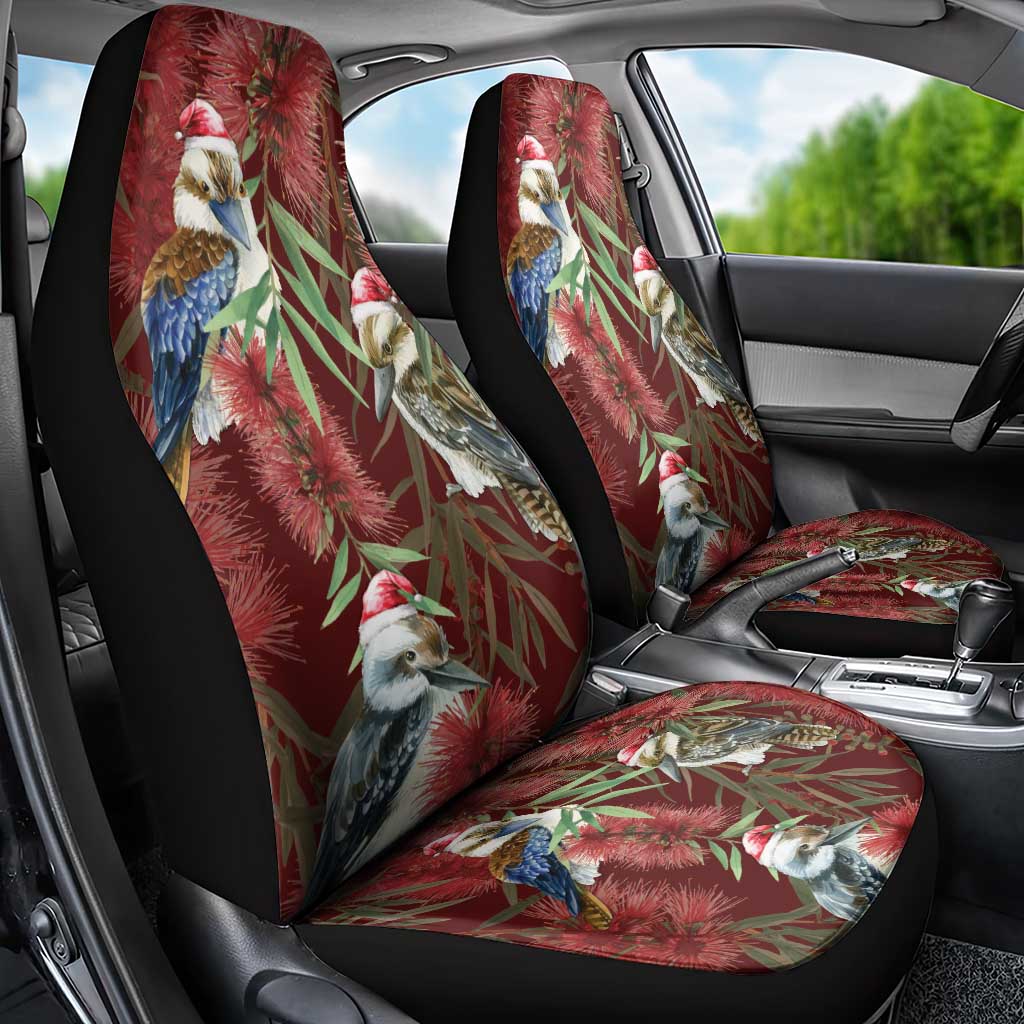 Australia Christmas Car Seat Cover Kookaburra Santa on Red Bottlebrush
