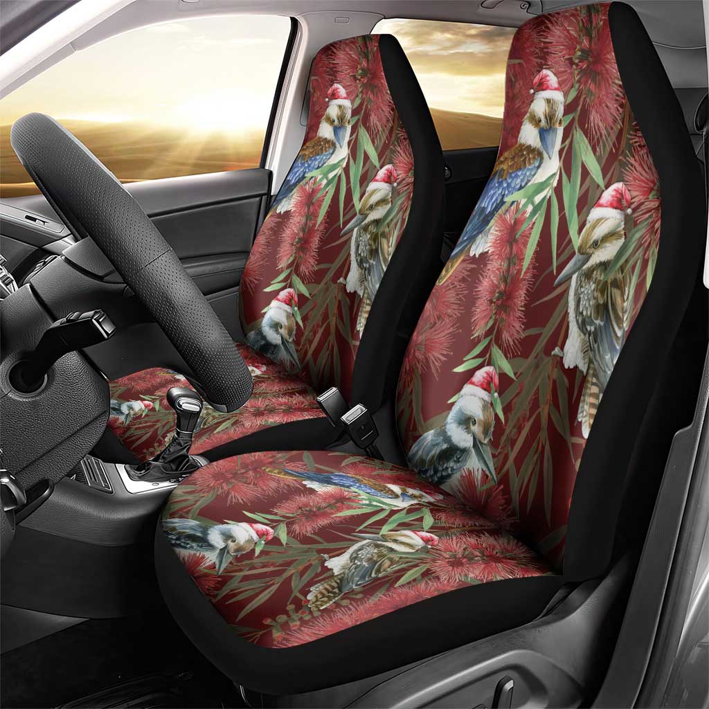 Australia Christmas Car Seat Cover Kookaburra Santa on Red Bottlebrush