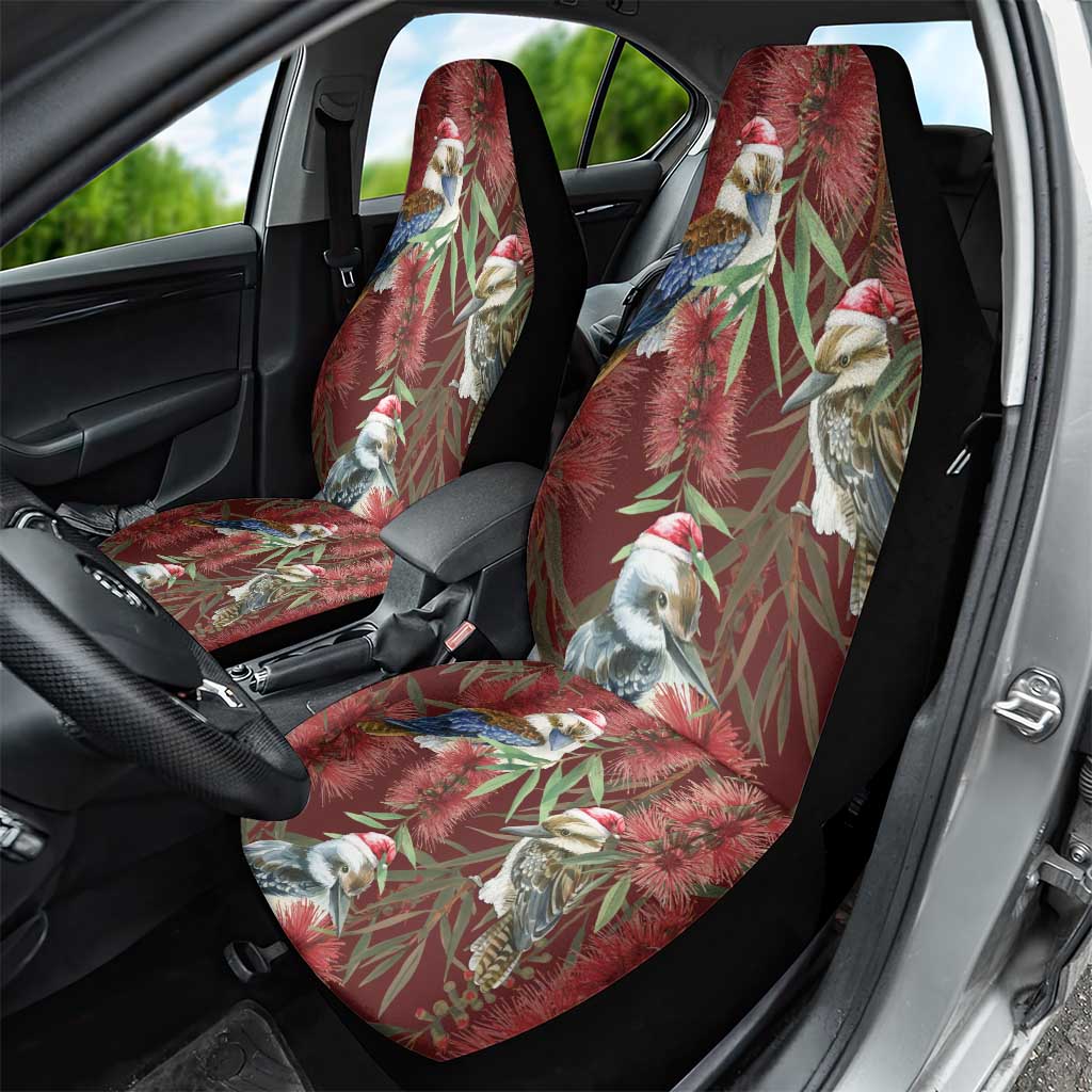 Australia Christmas Car Seat Cover Kookaburra Santa on Red Bottlebrush