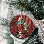 Australia Christmas Ceramic Ornament Kookaburra Santa on Red Bottlebrush