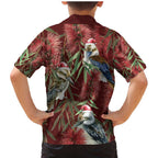 Australia Christmas Family Matching Mermaid Dress and Hawaiian Shirt Kookaburra Santa on Red Bottlebrush