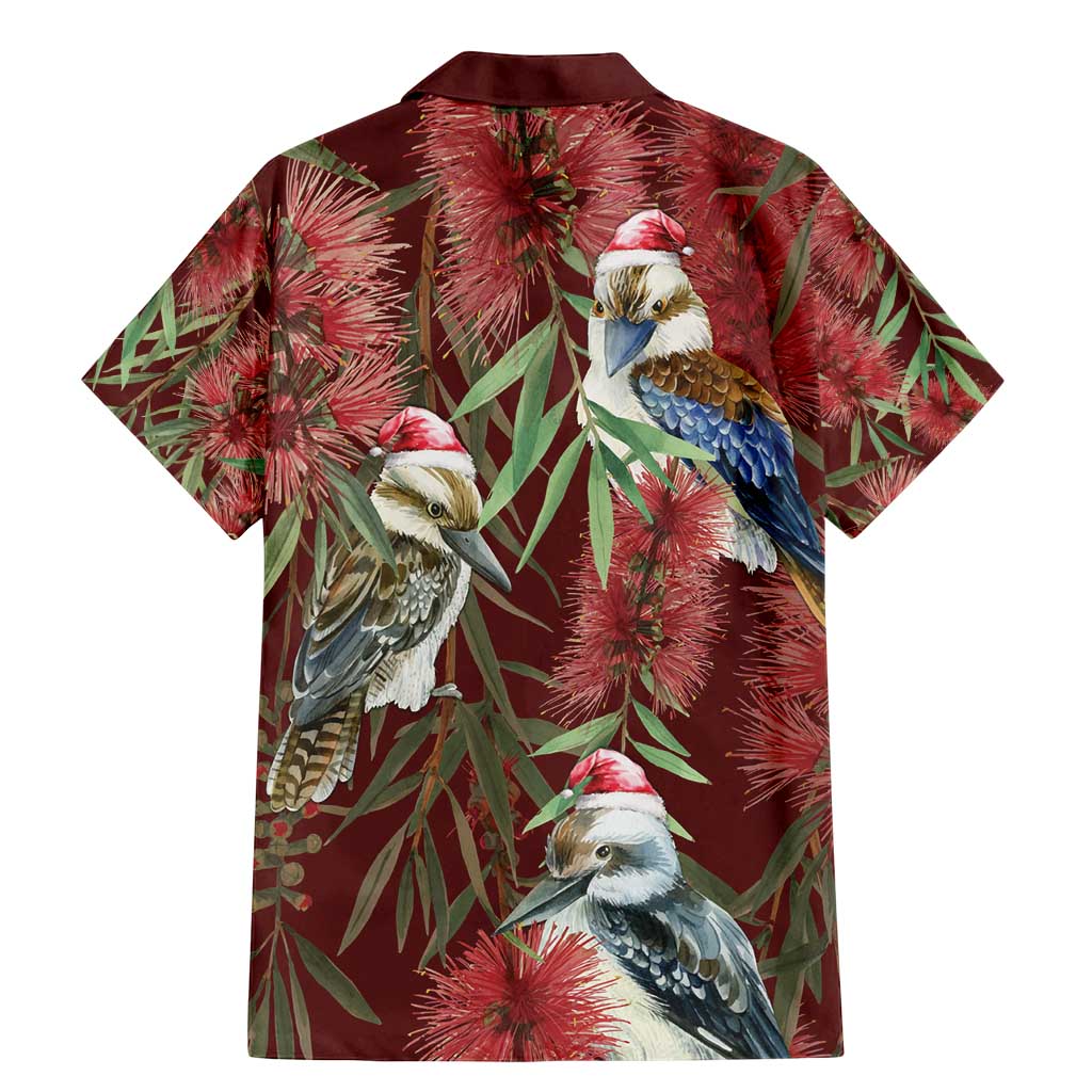 Australia Christmas Family Matching Mermaid Dress and Hawaiian Shirt Kookaburra Santa on Red Bottlebrush
