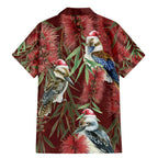 Australia Christmas Family Matching Mermaid Dress and Hawaiian Shirt Kookaburra Santa on Red Bottlebrush