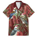 Australia Christmas Family Matching Off The Shoulder Long Sleeve Dress and Hawaiian Shirt Kookaburra Santa on Red Bottlebrush