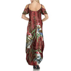 Australia Christmas Family Matching Summer Maxi Dress and Hawaiian Shirt Kookaburra Santa on Red Bottlebrush