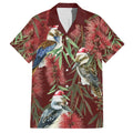 Australia Christmas Family Matching Tank Maxi Dress and Hawaiian Shirt Kookaburra Santa on Red Bottlebrush