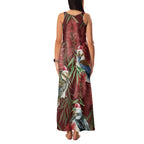 Australia Christmas Family Matching Tank Maxi Dress and Hawaiian Shirt Kookaburra Santa on Red Bottlebrush