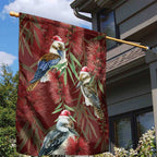 Australia Christmas Garden Flag Kookaburra Santa on Red Bottlebrush