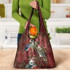 Australia Christmas Grocery Bag Kookaburra Santa on Red Bottlebrush