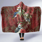 Australia Christmas Hooded Blanket Kookaburra Santa on Red Bottlebrush
