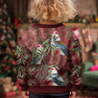 Australia Christmas Kid Ugly Christmas Sweater Kookaburra Santa on Red Bottlebrush