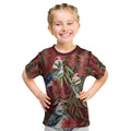 Australia Christmas Kid T Shirt Kookaburra Santa on Red Bottlebrush