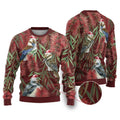 Australia Christmas Ugly Christmas Sweater Kookaburra Santa on Red Bottlebrush
