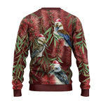Australia Christmas Ugly Christmas Sweater Kookaburra Santa on Red Bottlebrush