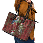 Australia Christmas Leather Tote Bag Kookaburra Santa on Red Bottlebrush