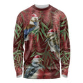 Australia Christmas Long Sleeve Shirt Kookaburra Santa on Red Bottlebrush