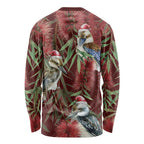 Australia Christmas Long Sleeve Shirt Kookaburra Santa on Red Bottlebrush