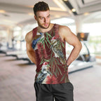 Australia Christmas Men Tank Top Kookaburra Santa on Red Bottlebrush