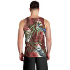Australia Christmas Men Tank Top Kookaburra Santa on Red Bottlebrush