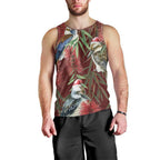 Australia Christmas Men Tank Top Kookaburra Santa on Red Bottlebrush