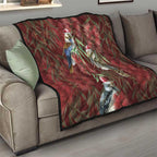 Australia Christmas Quilt Kookaburra Santa on Red Bottlebrush
