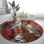 Australia Christmas Round Carpet Kookaburra Santa on Red Bottlebrush