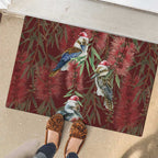 Australia Christmas Rubber Doormat Kookaburra Santa on Red Bottlebrush