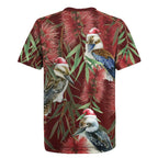 Australia Christmas Rugby Jersey Kookaburra Santa on Red Bottlebrush