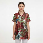 Australia Christmas Scrub Top Kookaburra Santa on Red Bottlebrush - Aussie Hoodie