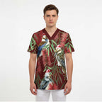 Australia Christmas Scrub Top Kookaburra Santa on Red Bottlebrush - Aussie Hoodie