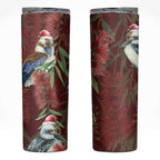Australia Christmas Skinny Tumbler Kookaburra Santa on Red Bottlebrush