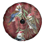 Australia Christmas Spare Tire Cover Kookaburra Santa on Red Bottlebrush