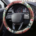 Australia Christmas Steering Wheel Cover Kookaburra Santa on Red Bottlebrush