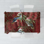 Australia Christmas Tablecloth Kookaburra Santa on Red Bottlebrush