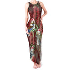 Australia Christmas Tank Maxi Dress Kookaburra Santa on Red Bottlebrush
