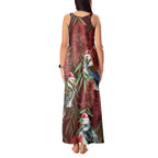 Australia Christmas Tank Maxi Dress Kookaburra Santa on Red Bottlebrush