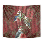 Australia Christmas Tapestry Kookaburra Santa on Red Bottlebrush
