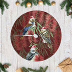 Australia Christmas Tree Skirt Kookaburra Santa on Red Bottlebrush