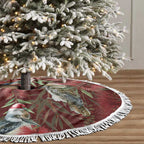 Australia Christmas Tree Skirt Kookaburra Santa on Red Bottlebrush